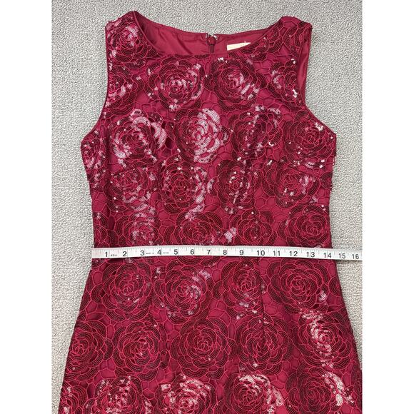 Aiden by Aiden Mattox Dress Floral Lace Sequin Mini Red Rose Size 8 - Picture 6 of 8